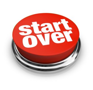 Start Over Renewal Restart Round Red Button